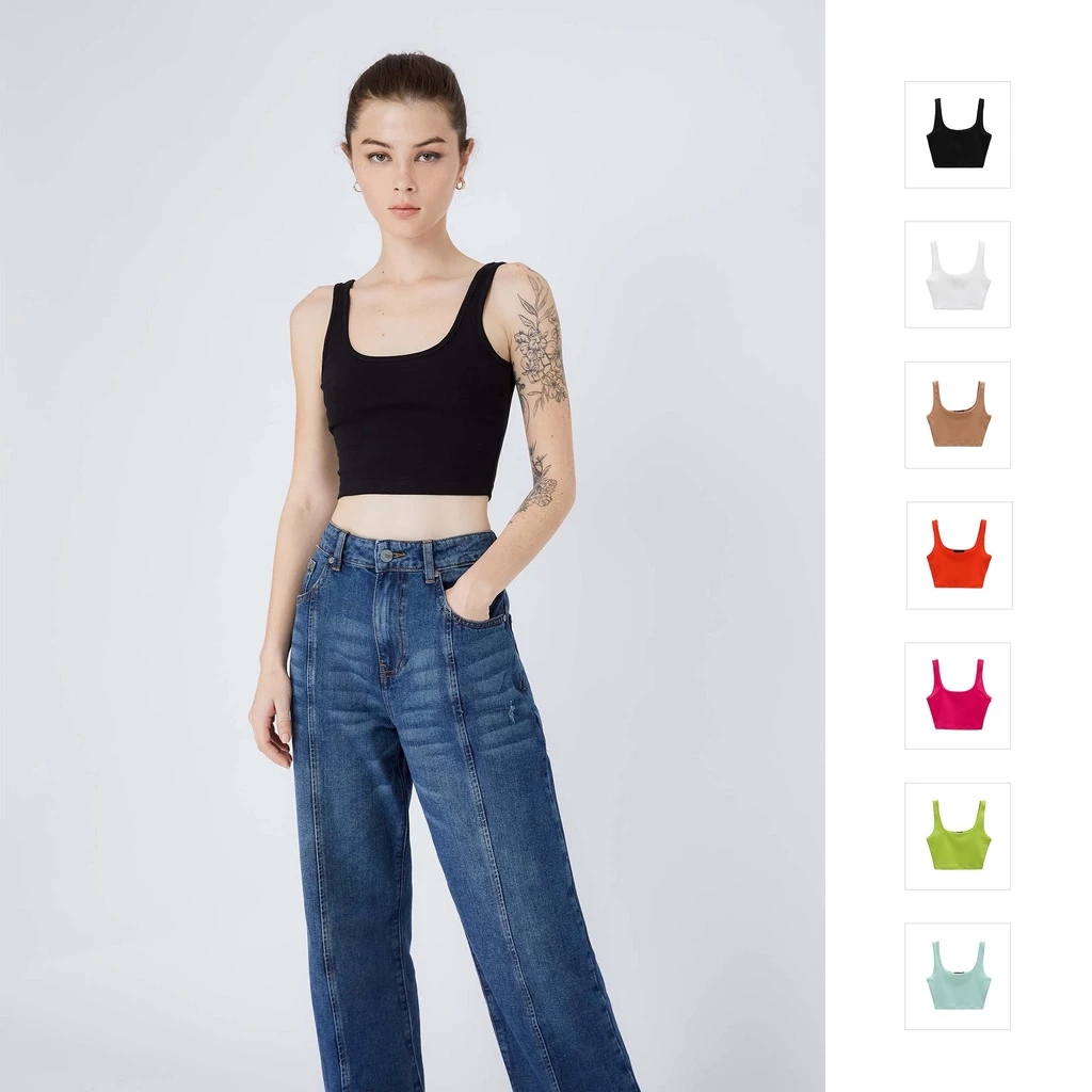 Áo Croptop Nữ Basic Sleeveless Bend, Chất Vải Borip Thun Thoải Mái, WC000121, SOMEHOW