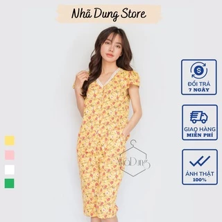 Đồ bộ nữ mặc nhà vải lụa cao cấp in họa tiết hoa nhí cổ ren dễ thương Nhã Dung Store siêu mát dưới 65kg<A16>