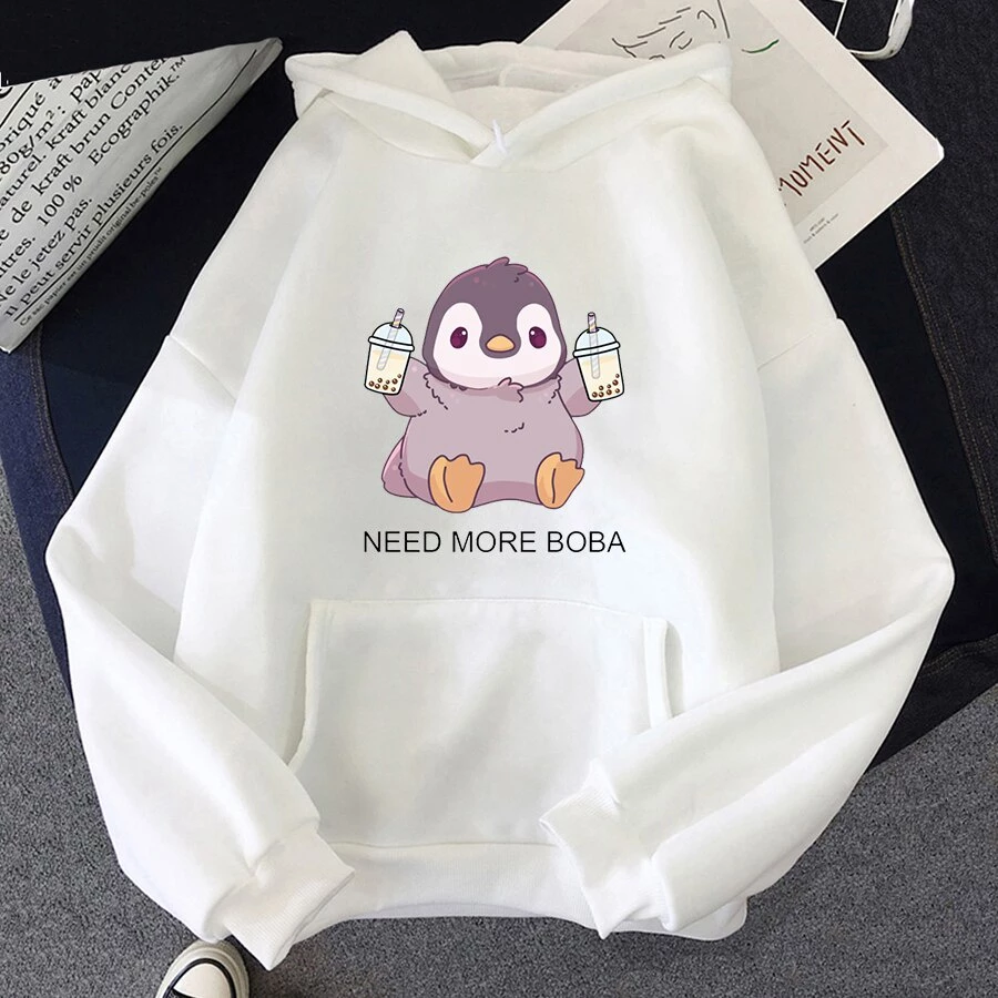 Áo Hoodie Hình Chim Cánh Cụt Dễ Thương Need More Boba