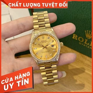 (Rolex.viền trơn) Đồng hồ nam ROLEX - hàng cao cấp -dây đúc đặc, không bay màu- Bảo hành 12 tháng - Donho.rolex