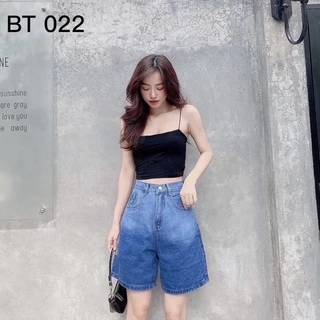 Quần ngố nữ jean loang màu trơn 1 nút Lê Huy Fashion MS 022