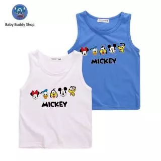 Áo Ba Lỗ Cotton In Hình Chuột Mickey 8 Màu Tùy Chọn Cho Bé Trai