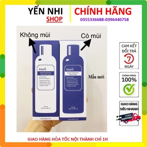 [Chính Hãng] Nước Hoa Hồng Klairs Supple Preparation Toner 180ml không mùi/có mùi [Mẫu Mới]