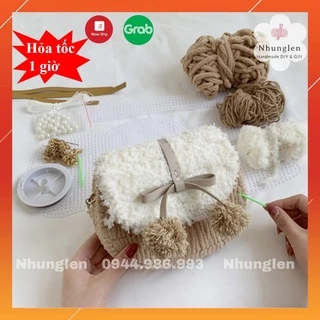 DIY Túi Handmade Tự Đan Yên Ngựa Pom Pom Có Nơ - Phụ Kiện Đan Túi [Có video hướng dẫn]