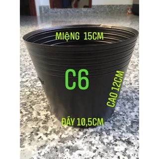 [Combo 10 cái] chậu nhựa đen C6 mềm dẻo trồng cây nhỏ, ươm cây con KT: 15x10.5x12cm - Thế Giới Rau Mầm