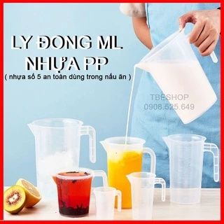 Ca ly đong định lượng 50ml 100ml có vạch chia nhựa PP an toàn dày & đẹp có quai