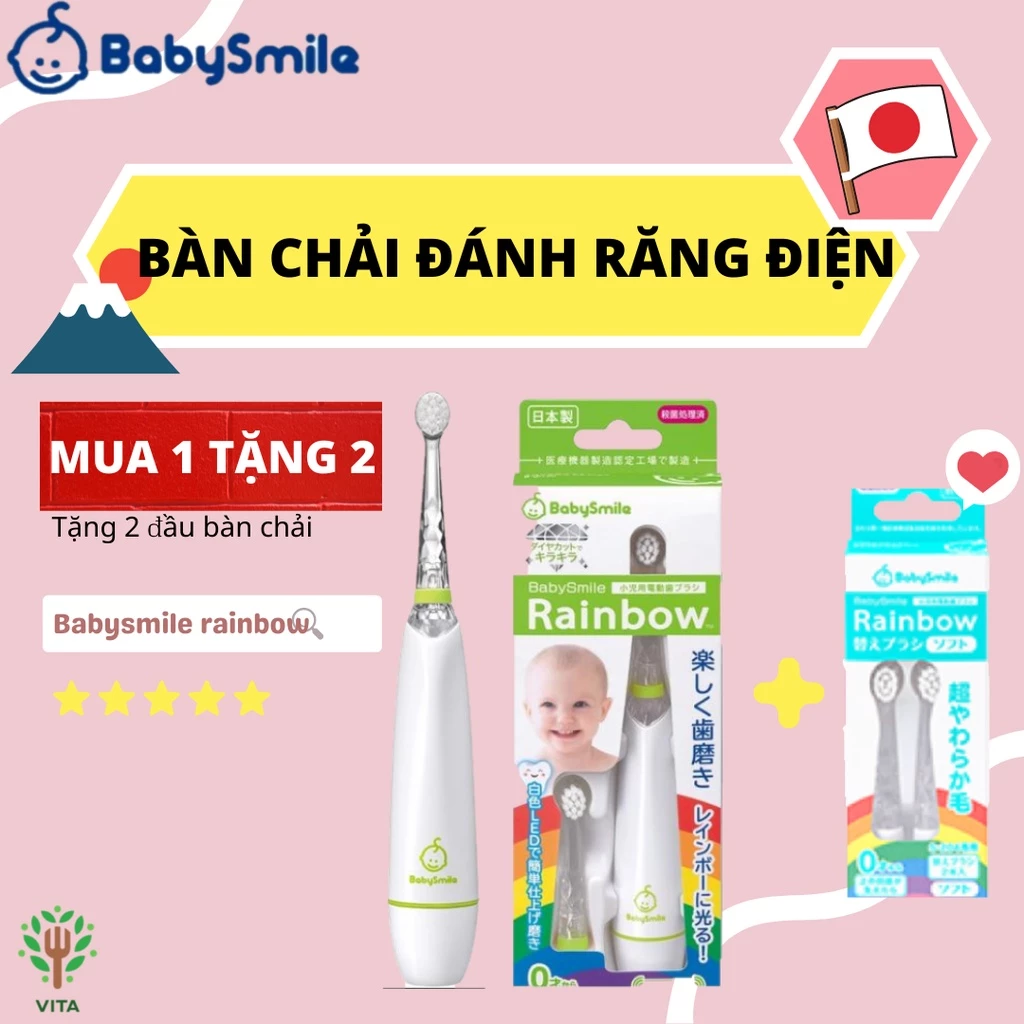 BÀN CHẢI ĐÁNH RĂNG ĐIỆN BABYSMILE - Hàng chính hãng đến từ Nhật Bản