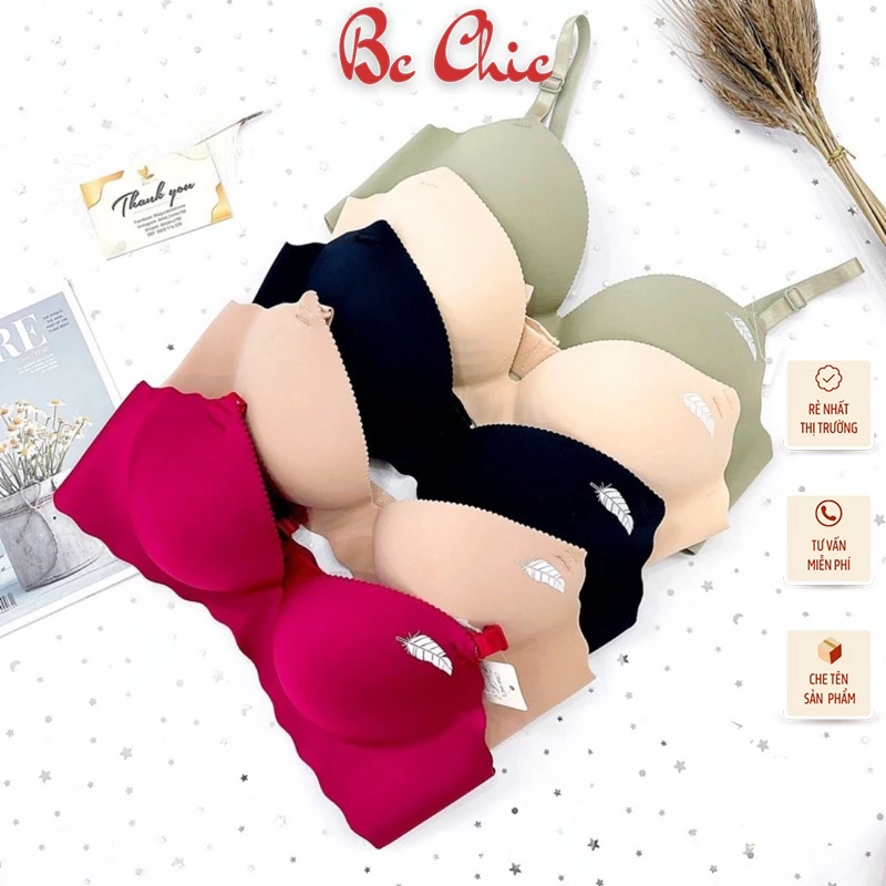 ÁO LÓT, ÁO NGỰC SU LÁ/LÔNG VŨ QUẢ CHÉO KHÔNG GỌNG ĐỆM MỀM ĐẨY ÔM NGỰC XINH XINH Bc_Chic Lingerie