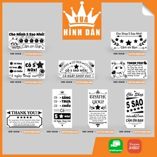 Set 50/100 tem dán kiện hàng XIN REVIEW 5 SAO (8x4cm) - tem dán đơn hàng, sản phẩm dành cho quán (1.061) Vua Hình Dán