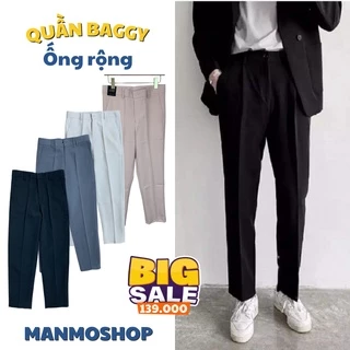 Quần baggy nam ống rộng hàn quốc ManMoShop, quần âu nam dáng suông chất liệu tăm hàn cao cấp M01