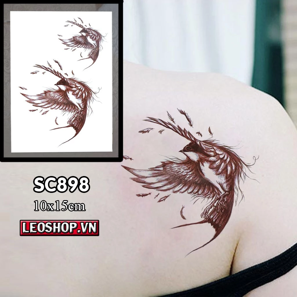 [Loại Ngắn Ngày] Hình Xăm Dán Nhỡ Chim Én Chụp Ảnh, Đóng Phim, Dễ Dàng Tẩy Xóa - Dùng 2-5 Ngày (10x15cm)