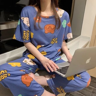 Set đồ bộ ngủ nữ mặc nhà ulzzang pijama gấu nâu Good Luck DN127 (có ảnh thật)