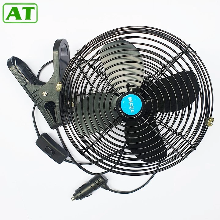 Quạt Kẹp Lồng Sắt Cánh Sắt Màu Đen 12V Hoặc 24V Kẹp Treo Trên Ô Tô Xe Hơi 22cm