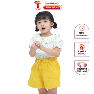 Set bộ áo cộc tay hoa nhí quần đùi TANOSA siêu xinh cho bé gái 1-5 tuổi