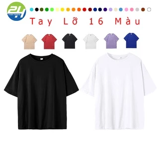 Áo Phông Trơn Tay Lỡ Lửng Nhiều Màu Thời Trang 24h Vải Dày Unisex Phom Over Size