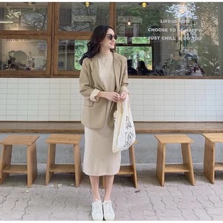 ÁO BLAZER 2 LỚP NÂU TÂY QC STYLE ULZZANG HQ ( Ảnh thật / video)