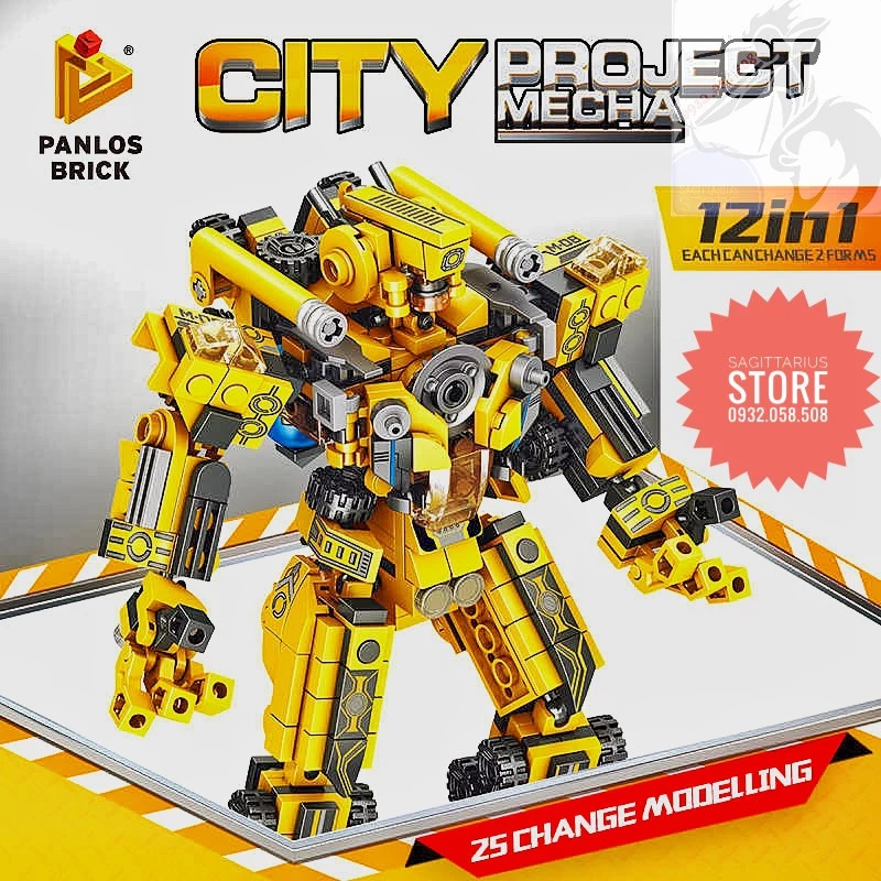 Lego Panlos 633008 Bộ Lắp Ráp Robot Mecha Được Kết Hợp Từ 12 Phương Tiện ( 573 Mảnh )