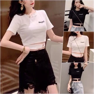 ÁO CROPTOP THÊU KHOEN