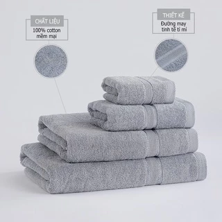 Khăn tắm gia đình 100% cotton mềm mại thấm hút nước tốt, kt 60x120cm