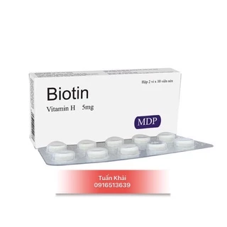 Biotin 5mg viên uống chống rụng tóc ,da tiết bã nhờn hộp 20 viên