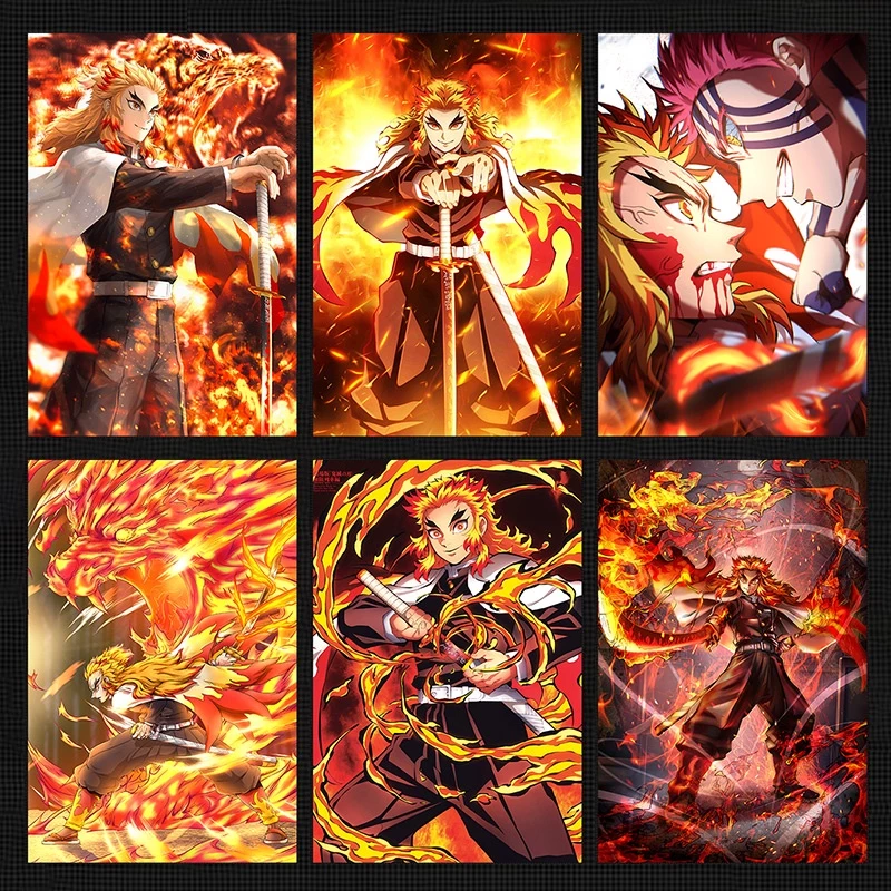 Demon Slayer Poster Yanzhu Luyện Ngục Kyojuro Anime Poster Phòng Ngủ Ký Túc Xá Dán Tường Poster Phim Bảo Vệ Dính Poster 40x60cm