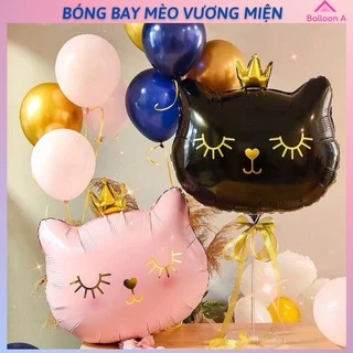 Bóng bay hình mặt mèo vương miện dễ thương size đại 70cm trang trí sinh nhật sự kiện