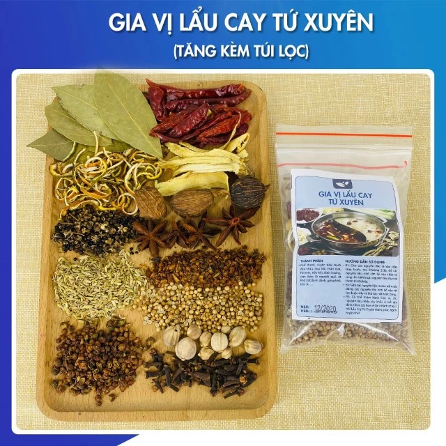 Gia vị lẩu cay tứ xuyên cho 4 người (Tặng kèm túi lọc)