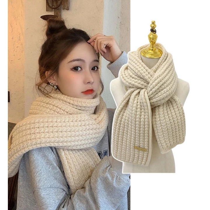 [NOWSHIP] Khăn Choàng,Khăn Quàng Cổ Nữ Chất Len Mềm Mịn,Trẻ Trung Phù Hợp Mùa Đông Họa Tiết Trơn  [30X180cm] - KCN