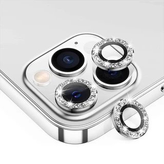 Nắp dán đính đá bảo vệ ống kính camera cho iPhone 15 14 13 11 12 Pro Max Mini