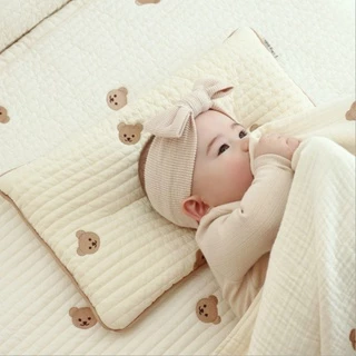 Gối ngủ thêu mặt chú gấu/ thỏ dễ thương kiểu Hàn Quốc
