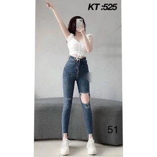 Quần jeans nữ lưng cao mã 525 ôm body lưng siêu cao