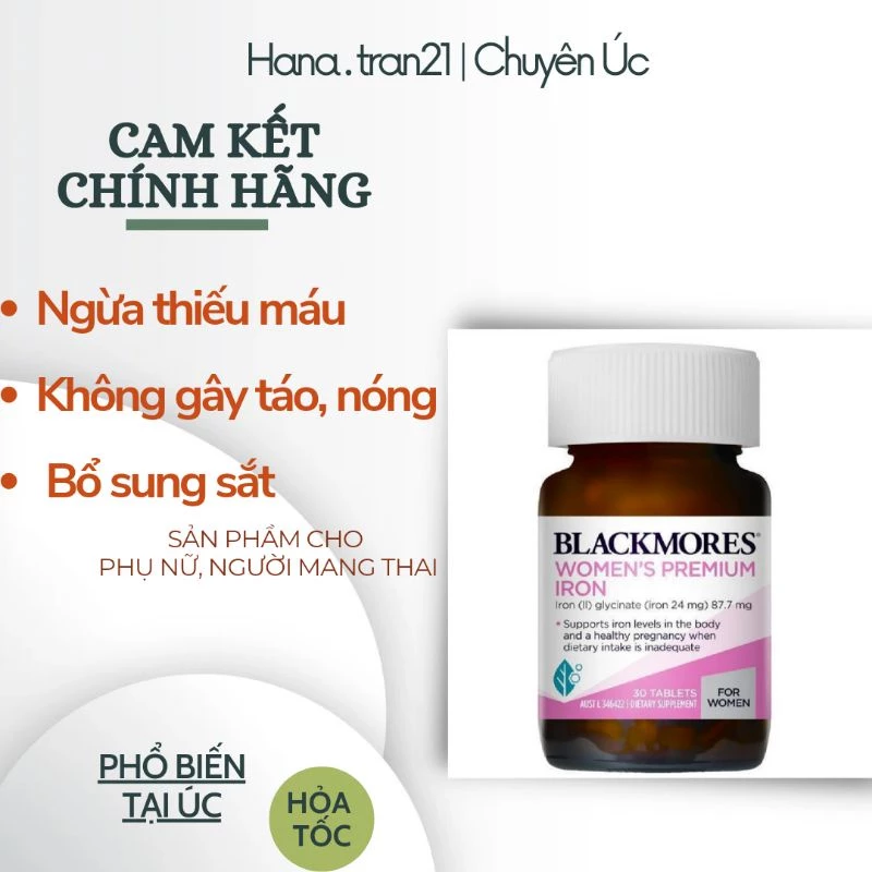 Viên bổ sung sắt Blackmores [Chính hãng] cho bà bầu, phụ nữ của [Úc] 30 viên