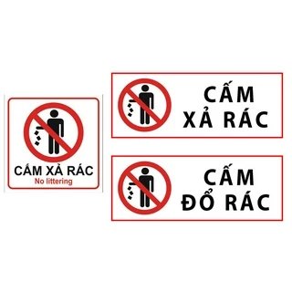 Hình dán biển báo CẤM ĐỔ RÁC, hình dán biển báo CẤM XẢ RÁC