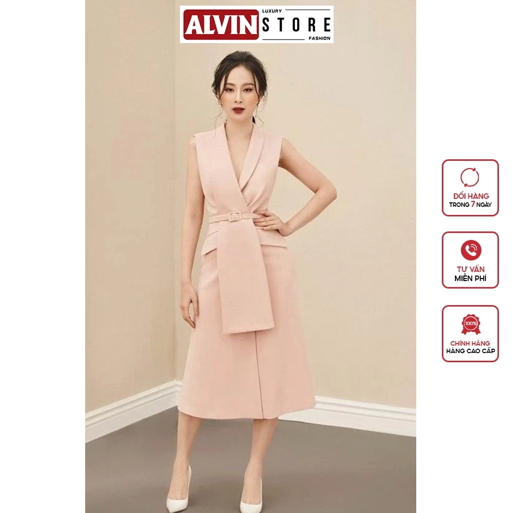 Đầm Dự Tiệc Cổ Vest Tùng Chữ A Thiết Kế Tùng Chéo Cách Điệu Tinh Tế Sang Trọng Alvin Store 2506