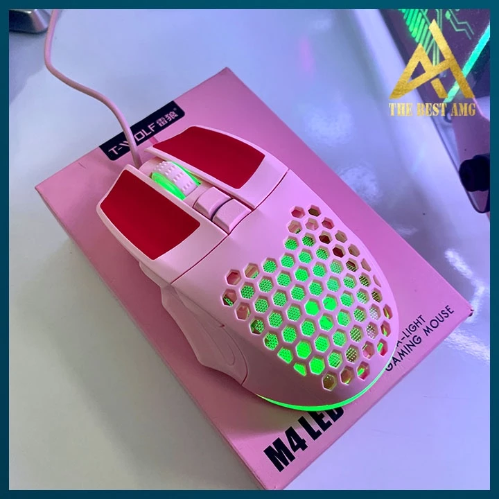 Chuột Máy Tính Có Dây Led Rgb T-WOLF M4 Màu Hồng Siêu Đẹp - Chuột Gaming Vi Tính Laptop Chơi Game