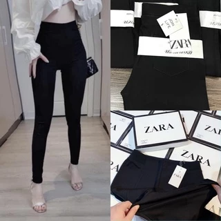 Quần legging dài nữ cạp cao nâng mông vải cotton dày mềm co giãn 4 túi Quần tregging nữ trơn ôm bó body tập gym ở nhà