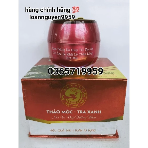 THẢO MỘC TRÀ XANH PT.BERT kem dưỡng trắng da giữ ẩm se khít lỗ chân lông hộp (10g,20g,25g,30g)