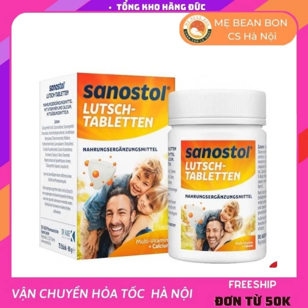 Sanostol Đức dạng viên ngậm Bổ Sung Canxi & Multi-Vitamin Tổng Hợp cho trẻ từ 4 tuổi và người lớn