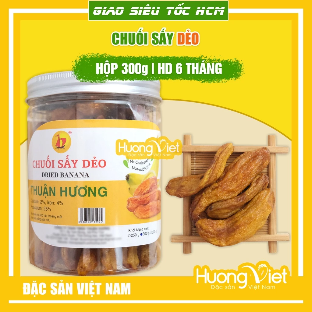 Chuối sấy DẺO 300gr chuối sấy không đường chảy mật rất ngon hộp đóng seal cẩn thận đồ ăn vặt tốt cho sức khỏe