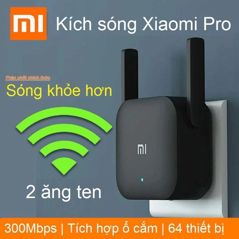 Thiết bị kích sóng mở rộng vùng phủ sóng Xiaomi Wifi Repeater Pro 2/N300 tốc độ 300mbps