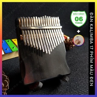 Đàn kalimba 17 phím gỗ nguyên khối Manhogany QUYNHLEMO kèm búa chỉnh âm, Kalimba 17 phím màu đen có khắc phím