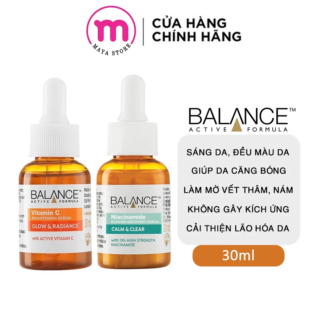 Serum trắng da mờ thâm Balance Vitamin C, Niacinamide 30ml