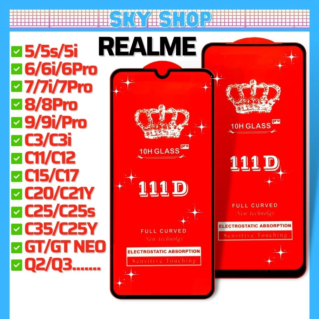 Cường lực realme C30s Q5 Pro Narzo 50i GT Neo 2 2T Flash C35 5 5s 5i 6 6i 7 7i 8 9 9i Pro C11 C12 C15 C17 C20 C21Y Q2 Q3