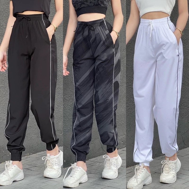 QUẦN JOGGER THỂ THAO NỮ, QUẦN JOGGER VIỀN TRẮNG VẢI DÙ KHOÁ TÚI XỊN, QUẦN TẬP GYM, ZUMBA, AEROBIC - QJ01