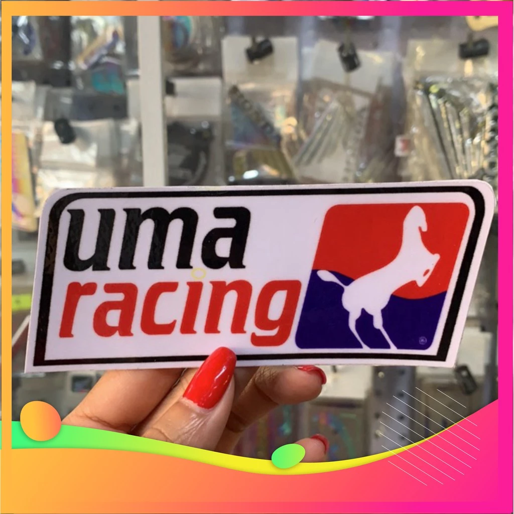 [Decal xe] Tem Decal Chữ UMA RACING Nhiều Size