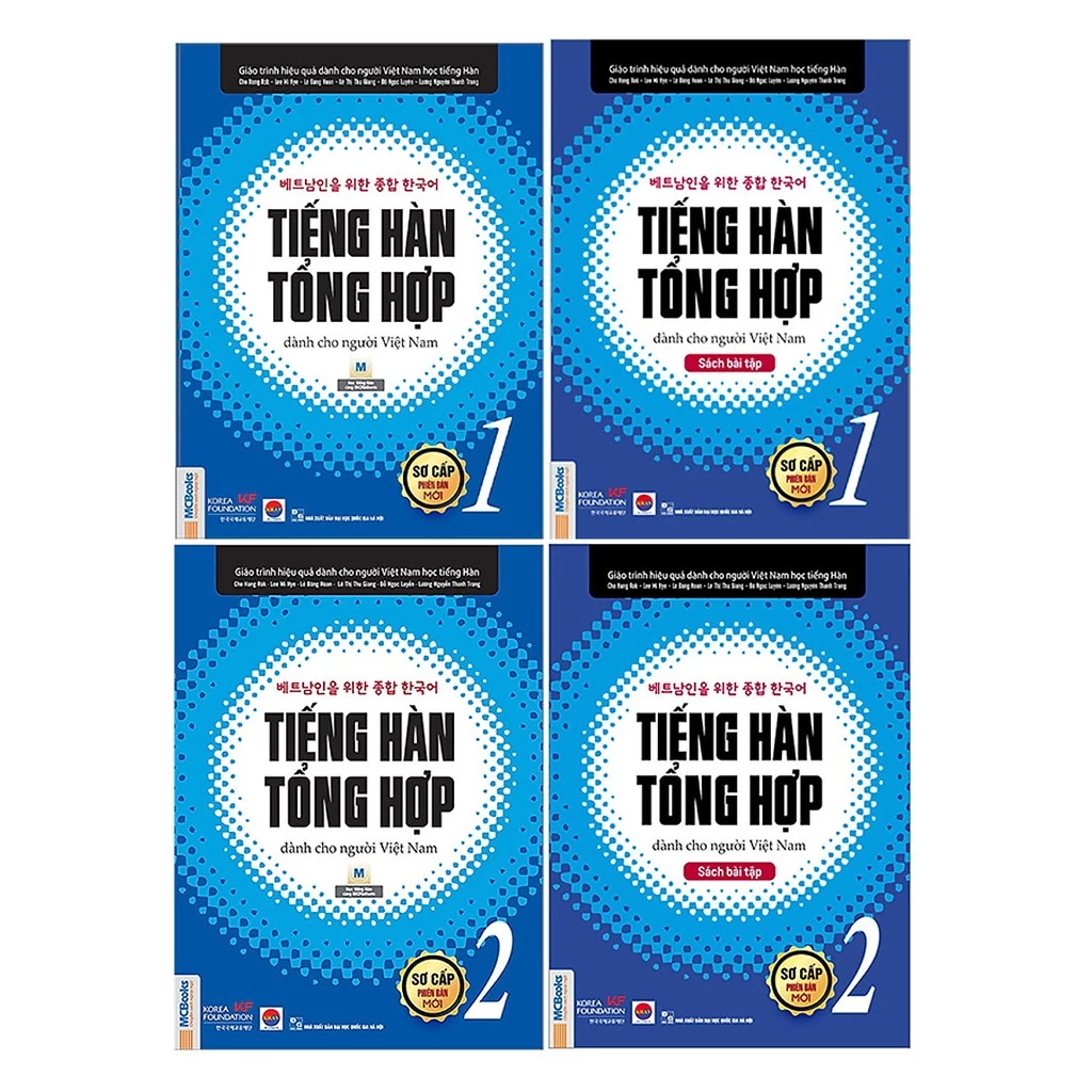 Sách - Combo Trọn Bộ Giáo Trình Tiếng Hàn Tổng Hợp Dành Cho Người Việt Nam Sơ Cấp 1 & 2 ( Bản Đen Trắng )