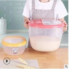 Thùng đựng gạo xinh xắn nhựa trong suốt TRÒN(10kg -15kg)