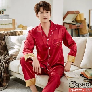 Bộ đồ pijama nam lụa satin mềm rộng mát mặc nhà mặc ngủ sang trọng thoải mái QSHOP QM272