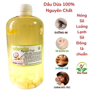 (500ml) Dầu Dừa Nguyên Chất Loại Chuẩn, Tinh dầu dừa nấu thủ công, OneFood68