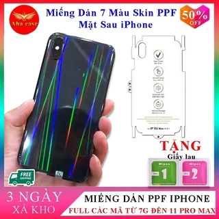 Miếng dán Skin PPF 7 màu mặt sau cho các dòng iphone 7/7plus/8/8plus/X/Xs/Xsmax/14/11 pro/11 pro max/12/13promax